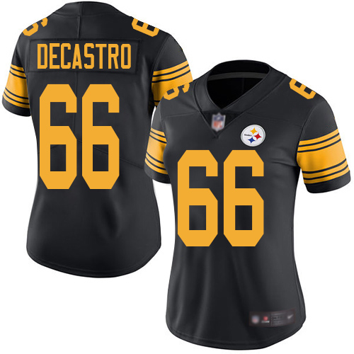 Women Pittsburgh Steelers Football 66 Limited Black David DeCastro Rush Vapor Untouchable Nike NFL Jersey